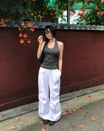 KNEE PINTUCK STUD PANTS